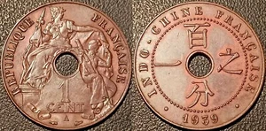 Indochine Française - 1 cent. 1939 A, Paris SUP ! LEC#101 - Picture 1 of 1