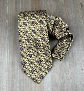Robert Talbott Best of Class Men's Necktie Luxury Gold & Purple 100% Silk USA - Picture 1 of 5