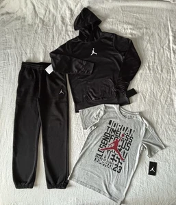 Nike Air Jordan Boys Therma Fit Hoodie, T-Shirt & Joggers Set LARGE 14 16 NWT - Picture 1 of 13