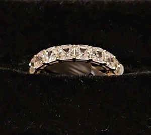 4.00mm Asscher Cut 14k Yellow Gold Plated Eternity Band AAA CZ - Picture 1 of 3