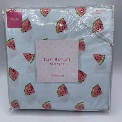 Isaac Mizrahi New York Twin Sheet Set Watermelon Slices On Pale Blue - Image 1 of 3