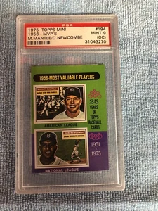 1975 Mini Most Valuable Players Mickey Mantle Don Newcombe PSA 9 MINT (OC) - Bild 1 von 2
