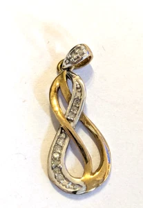 Two tone hallmarked 9ct gold & diamond pendant 1.1 gms - Picture 1 of 7