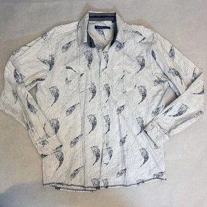 Georg Roth Los Angeles Shirt Mens Sz XXL White Abstract Graphic Print L/S - Picture 1 of 8