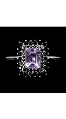 925 Sterling silber Ring Achteck Amethyst 7x5mm Spinell Edelstein Schmuck - Bild 1 von 4