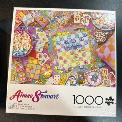 Aimee Stewart Collection Kitschy Game Night 1000 PC Puzzle Buffalo Complete - Image 1 of 4