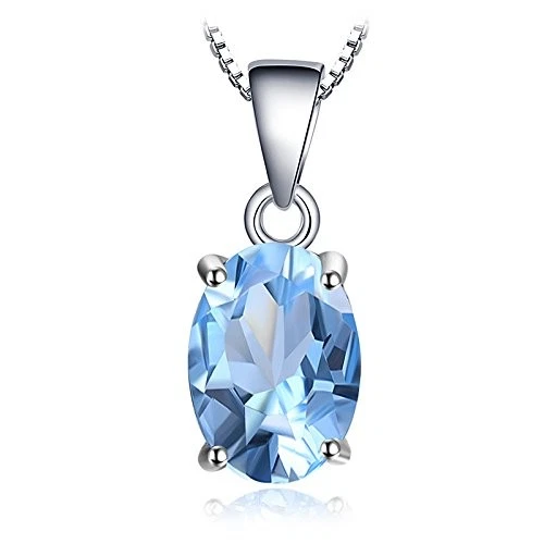 Gemstones Birthstone Necklace For Women 925 Sterling Silver Solitaire Pendant... - Image 1 of 4