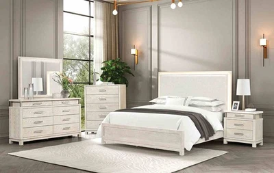 Queen Size 5pc Bed Set Weathered Gray Finish Bedroom Furniture - Image 1 of 4