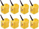 (8) Midwest 8610 5 Gallon Yellow Poly Diesel Fuel Cans W Flameshield Spout