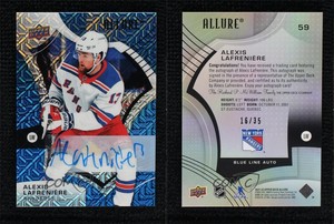 2021-22 Upper Deck Allure Blue Line Auto /35 Alexis Lafreniere #59 Auto