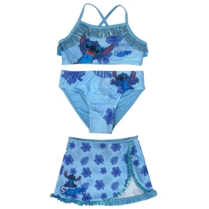 COSTUME CON PAREO STITCH DISNEY COSTUME DA BAGNO BLU DUE PEZZI CON GONNA BAMBINA - Foto 1 di 5