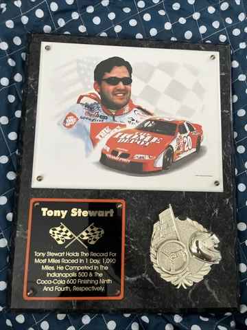 TONY STEWART #20 "2005 Nextel Cup Champion" Photo on Plaque with stats nascar Cover