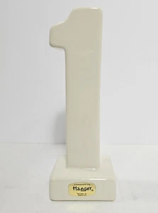 Vintage Haeger Pottery Unique Number One Shaped Flower Vase 335 Off White 8" USA - Picture 1 of 8