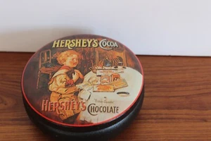 Old Vintage Bristo Ware HERSHEY'S COCOA 5 1/4 Round Tin Can Crying Child 1993 Ad - Picture 1 of 6
