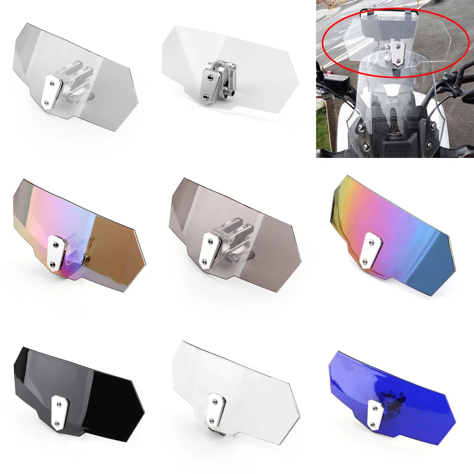Universal Moto Adjustable Clip On Windshield Extension Spoiler Wind Deflector - Image 1 of 4