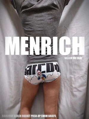 BARCODE BERLIN ROCKET PUSH-UP SWIM BRIEFS. WHITE W/PRINT. LARGE. NWT 🌈 GAY N2N - Image 1 of 4