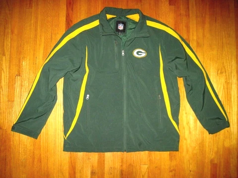 NFL Green Bay Packers Football Polyester Jacket Fleece Lined Size Large Cover