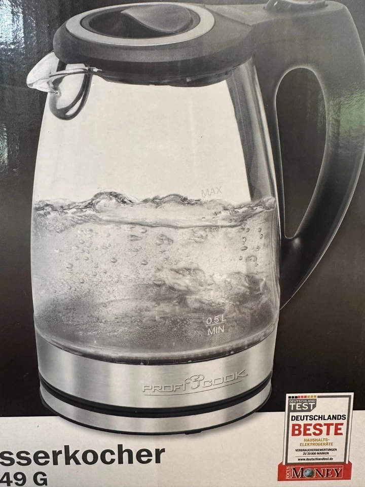 ProfiCook Glas Wasserkocher 1,7L 2200W  PC-WKS1249 Silber R6 - Bild 1 von 1
