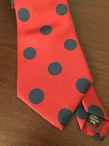 American Traditions Mens 100% Silk Classic Tie Red Blue Polka Dot Tie - Picture 1 of 2