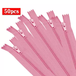 50pcs Nylon Coil Close End Zippers Tailor Sewing Craft 9" 12" 16" 20" 22" 24'' - Bild 1 von 7
