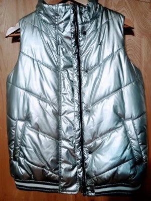 Nuevo Chaleco acolchado con cremallera completa Nautica niño/niña junior plateado, talla XL talla 16 Foto 1 de 4