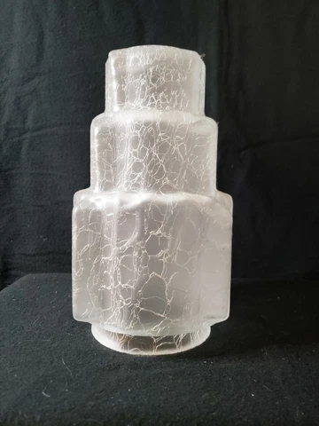 FROSTED CLEAR CRACKLE GLASS ART DECO SKYSCRAPPER REPLACEMENT SHADE Cover