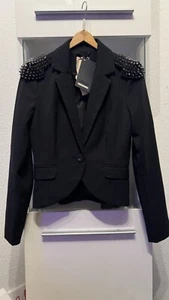 NEU Only Blazer 36 S schwarz Nieten Gothik kurz UVP 49,95 € ausgefallen Punk - Bild 1 von 9