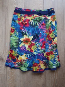 NEU Vintage Karen Millen UK 12 Rock blau Blumen gefüttert Bleistift ausgestellt Rüschen W29" - Bild 1 von 13