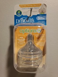 Dr. Brown's BPA Free Breast-Like Wide Neck Bottle Nipple 3+ Month - 2 Pack - Picture 1 of 3