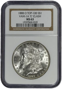 1888-O NGC MS63 Top 100 VAM-1A "E" Clash Morgan Dollar in Old Holder - Picture 1 of 3