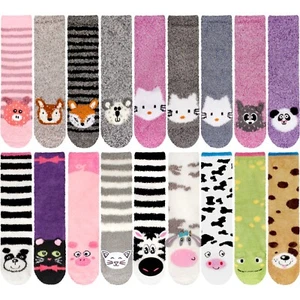 Super Soft Warm Cute Animal Non-Slip Fuzzy Fluffy Crew Winter Home Socks - Picture 1 of 73
