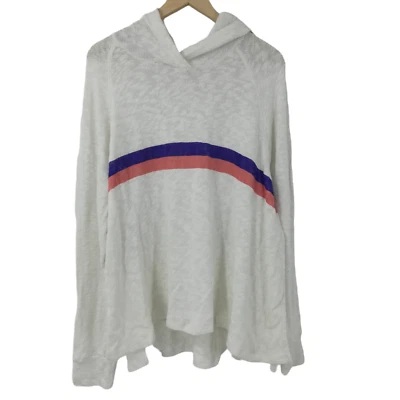Sundry Hooded Sweatshirt Size 4 XL 14 Slubbed Slit Side Sheer Lightweight Stripe - Image 1 of 4