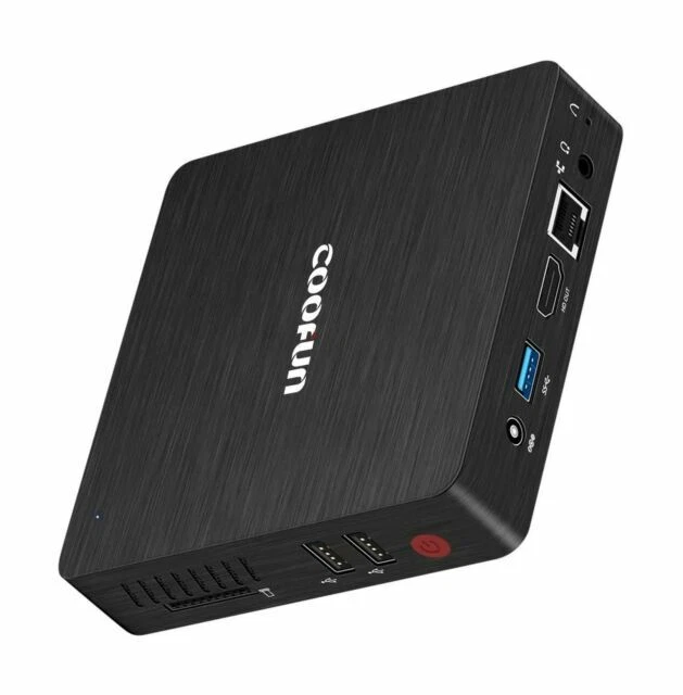 COOFUN Intel Atom Quad Core CPU 4GB DDR 64GB eMMC Mini Desktop Computer - Black