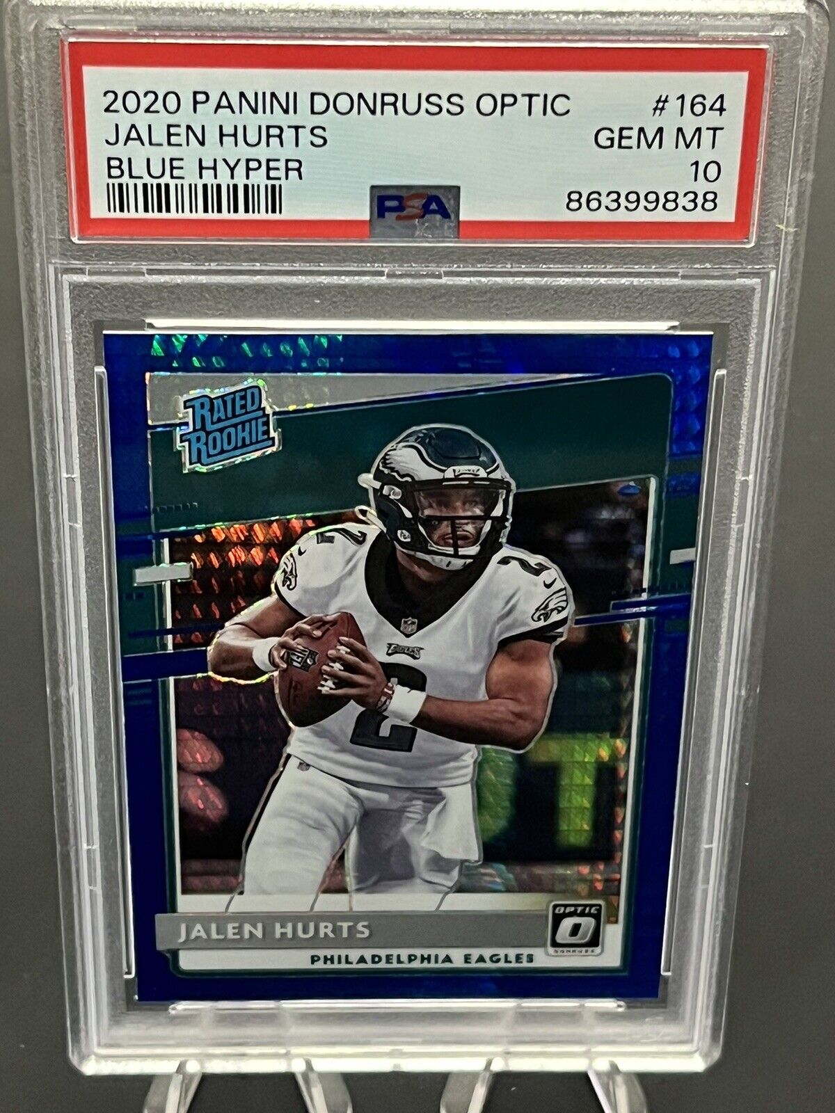 Rookie 2020 Panini Donruss Optic Blue Hyper #164 Jalen Hurts RC PSA 10 Gem Mint