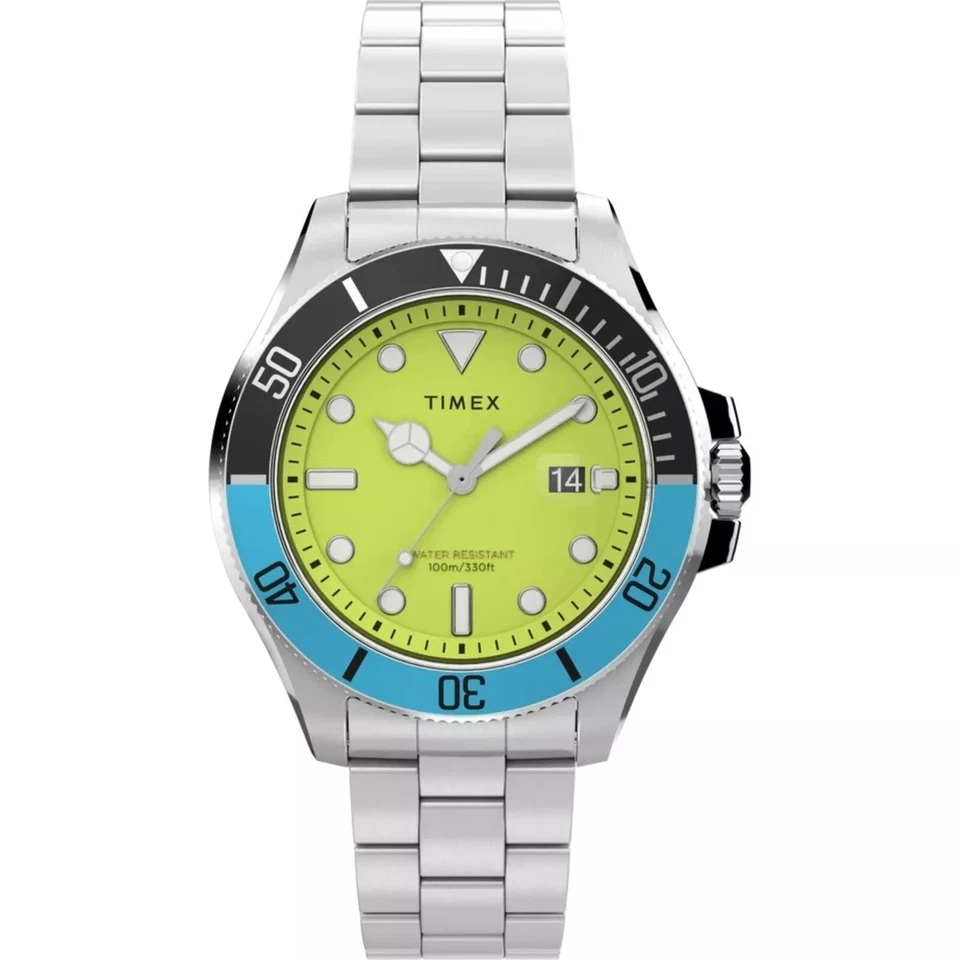Timex Harborside Coast Quartz Green Dial Batman Bezel Men's Watch TW2V65300
