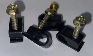 25 Pieces, Cable TV Mounting FLEX CLIPS, Black 1" Screw Coax Wire, RG6 - Picture 1 of 2