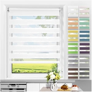 Doppelrollo, Klemmfix, Lichtdurchlässig, Sonnenschutz, Fenster, Tür, Weiß - Bild 1 von 11