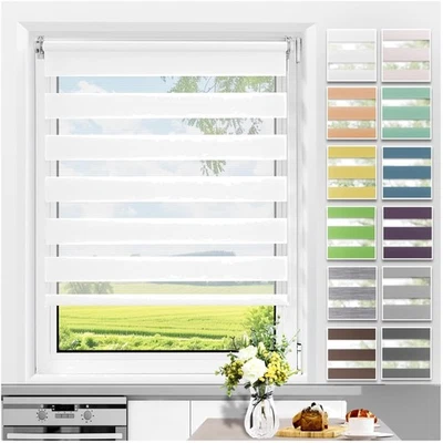 Doppelrollo, Klemmfix, Lichtdurchlässig, Sonnenschutz, Fenster, Tür, Weiß - Bild 1 von 4