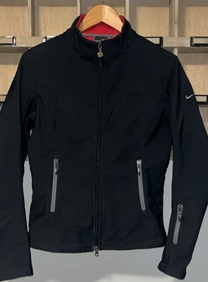 Chaqueta Nike Softshell Para Mujer Mediana Negra Roja Forrada Bolsillos con Cremallera Correr Foto 1 de 4