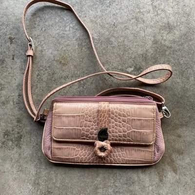 MINI ORGANIZADOR BRIGHTON FLOWER ROSA & Branco Pequeno Bolsa Carteira Transversal  - Imagem 1 de 4