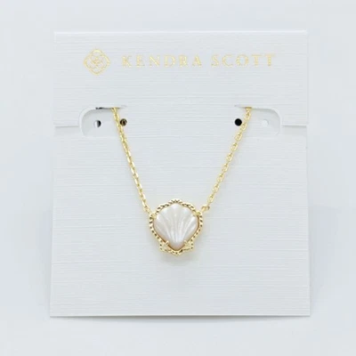 Nuevo collar colgante corto dorado Kendra Scott Brynne con carcasa de marfil Foto 1 de 4