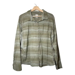 REI Co-op Womens Button Front Shirt Camping Hiking Safari Olive Green Size XL - Picture 1 of 8