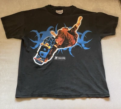 Vintage Y2K Skate X-Factor T-shirt Youth Size Medium 10-12 Black Yin Yang 90s - Image 1 of 4