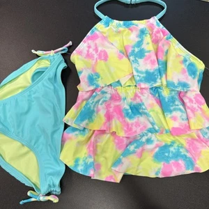 Angel Beach 2 Piece Swim suit Tie Dye With ruffles Girls 18 - Picture 1 of 2