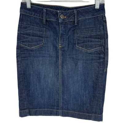 Esprit Skirt Womens 27 Pencil Straight Dark Wash Denim Casual Classic Zip  Blue - Image 1 of 4