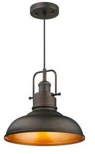 Emliviar 11in Farmhouse Pendant Light, Brushed Bronze 2 Pack - Picture 1 of 3