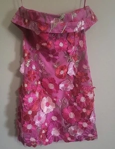 Petal and Pup Damen Trägerloses Minikleid Schmetterlinge Rosa Geblümt Gr. XS - Bild 1 von 5