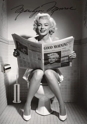 Marilyn Monroe Sitting on Toilet Poster, Poster No Frame, Poster Wall Art Decor - Image 1 of 4