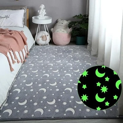  Large Playroom Rug for Kids Glow in The Dark Star Area Rugs for Boys Girls  - Image 1 of 4