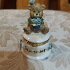 Trinket Box Porcelain Gift Birthday September Teddy Bear New